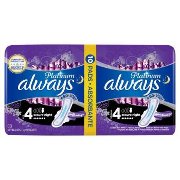 ALWAYS ABSORBANTE PLATINUM NIGHT 10 BUC SIZE 4