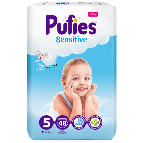 PUFIES SCUTECE MAXI PACK SENSITIVE NR.5 48 BUC