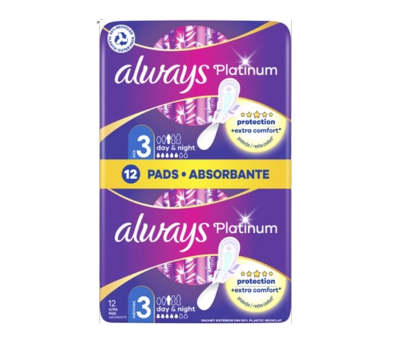 ALWAYS ABSORBANTE PLATINUM NIGHT 12 BUC SIZE 3