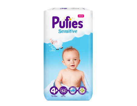 PUFIES SCUTECE MAXI PACK SENSITIVE NR.4+ 52 BUC