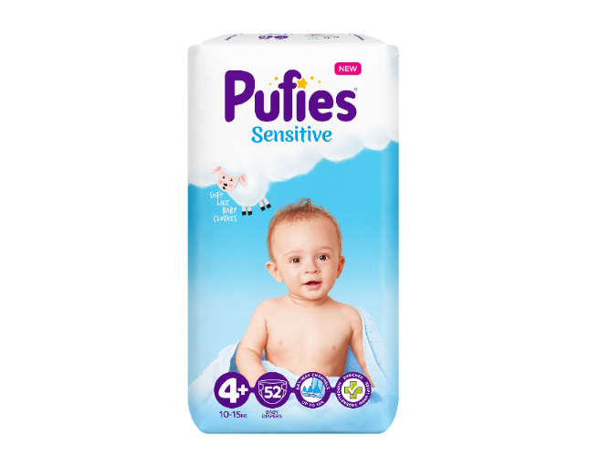 PUFIES SCUTECE MAXI PACK SENSITIVE NR.4+ 52 BUC