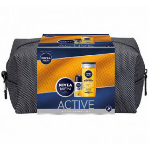 NIVEA GEANTA MEN ACTIVE ENERGY GEL DUS + ROLL-ON + CREMA MEN