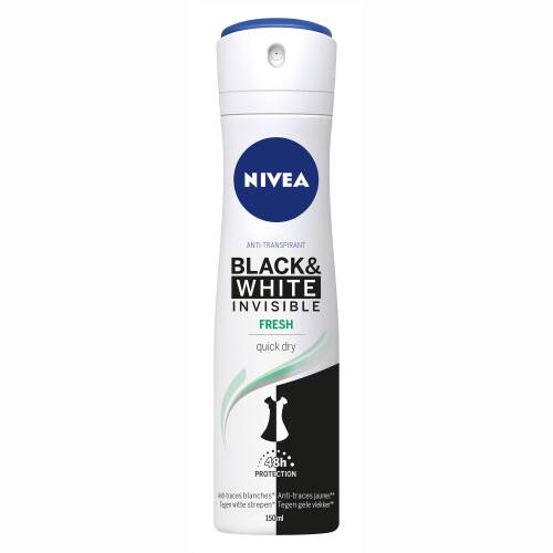 NIVEA DEODORANT 150 ML INVISIBLE BLACK & WHITE FRESH